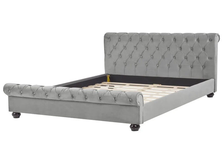 Bed Velvet 180 x 200 cm (EU Super King) Grey Duluth
