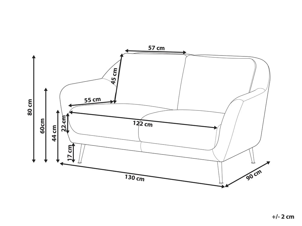 Sofa 2 Seater Chenille Black Andeana
