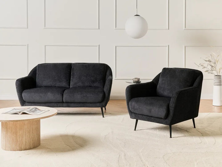 Sofa 2 Seater Chenille Black Andeana