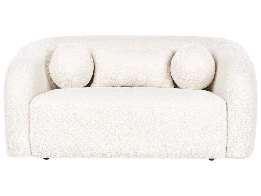 White 2-seater bouclé fabric sofa