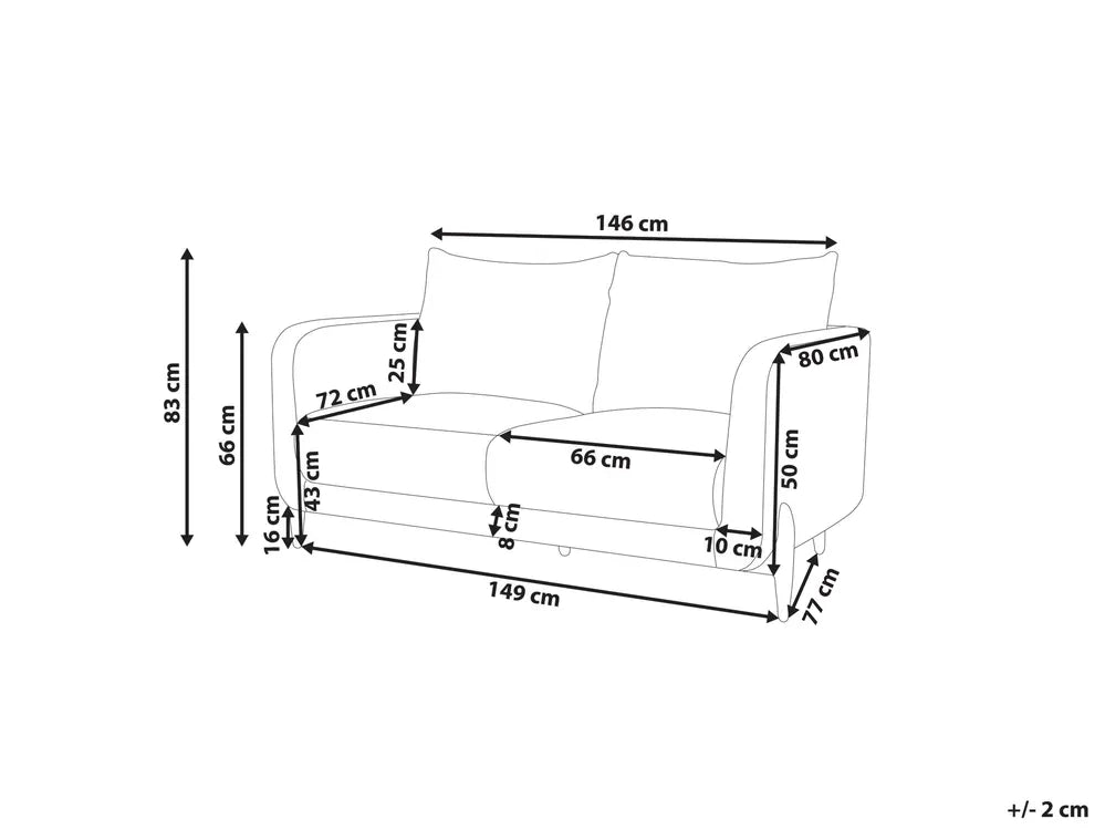 Sofa 2 Seater Boucle Beige Rilee