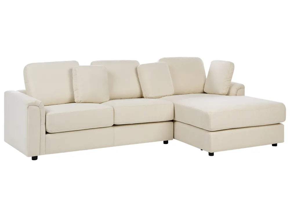 Corner Sofa 4 Seater Fabric Light Beige with Ottoman Left Hand Olva