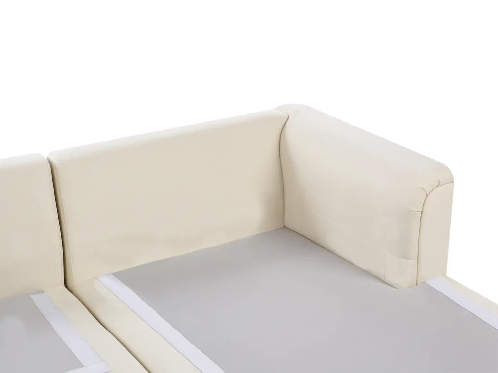 Corner Sofa 4 Seater Fabric Light Beige with Ottoman Left Hand Olva