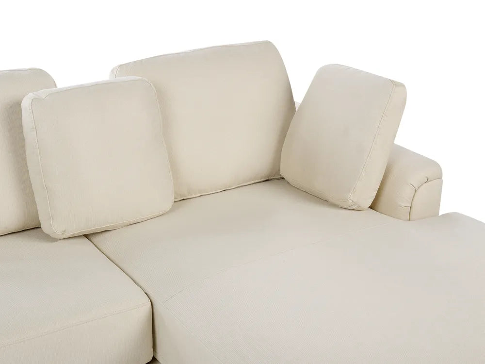 Corner Sofa 4 Seater Fabric Light Beige with Ottoman Left Hand Olva