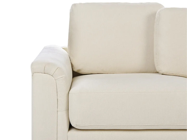 Corner Sofa 4 Seater Fabric Light Beige with Ottoman Left Hand Olva