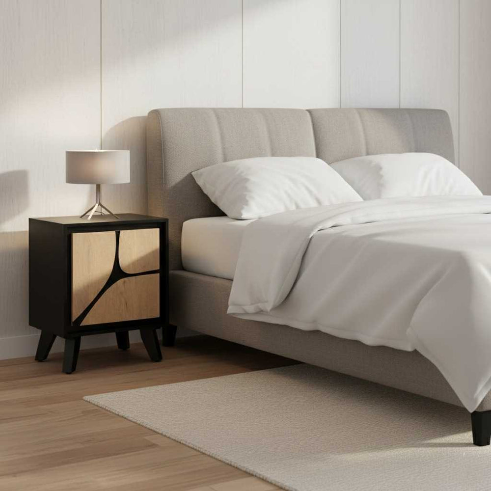 Compact boho solid wood nightstand with modern design