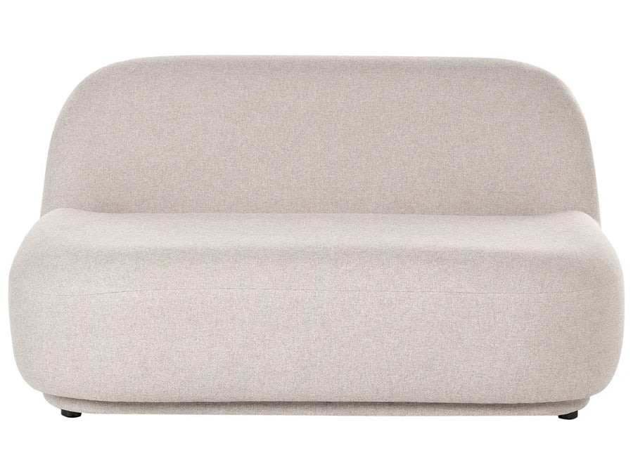 Beige 2 seater fabric sofa with curved modern design