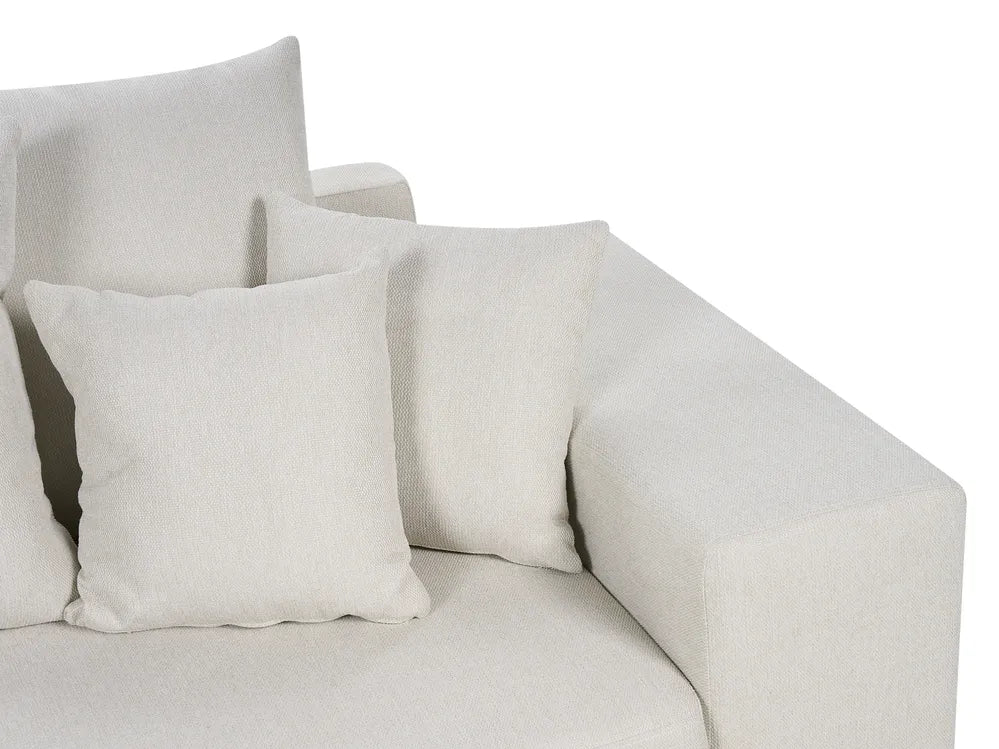 Corner Sofa Bed 3 Seater Fabric Light Beige with Storage Left Hand Vardie