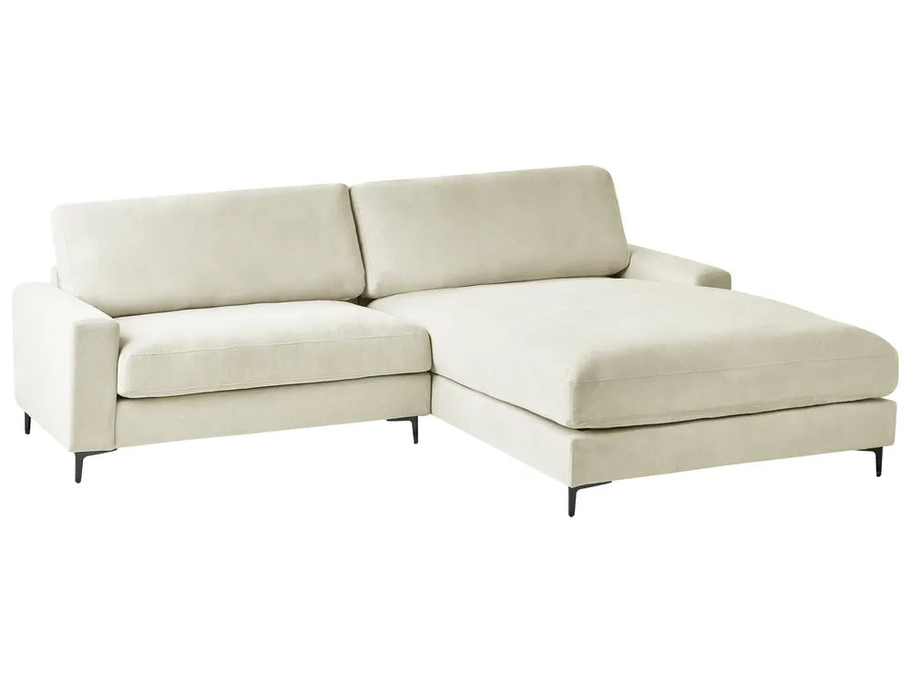 Corner Sofa 3 Seater Chenille Off-White Left Hand Emilio
