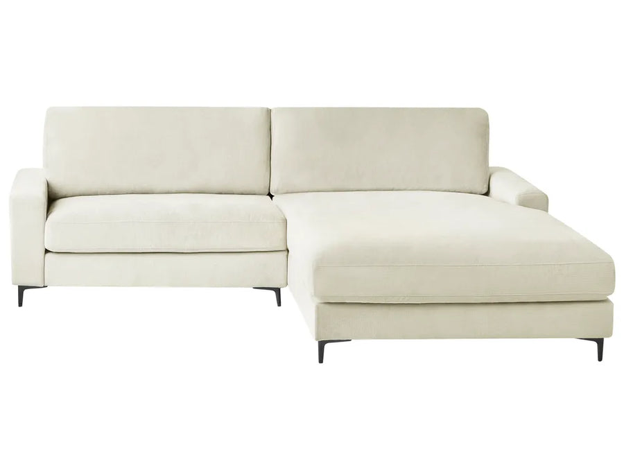 Off-white chenille corner sofa 3 seater left hand
