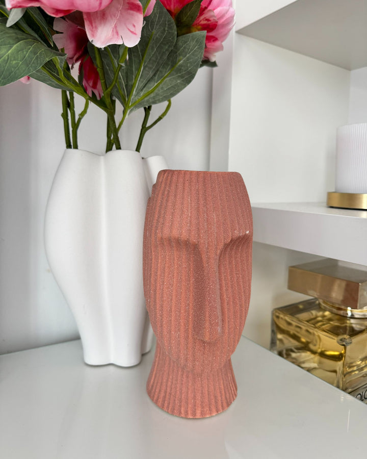 Pallini Flower Vase Stoneware 24 cm Peach Pink