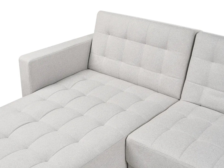 Modular Corner Sofa Bed 4 Seater Fabric Light Grey with Ottoman Left Hand Denby