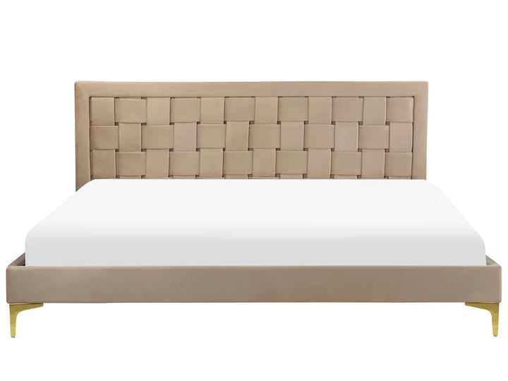 Bed Velvet 180 x 200 cm (EU Super King) Taupe Lirim