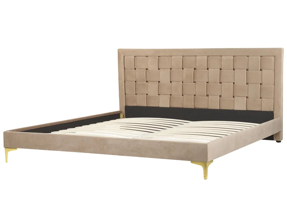 Bed Velvet 180 x 200 cm (EU Super King) Taupe Lirim