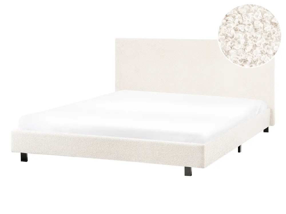 Bed Boucle 140 x 200 cm (EU Double) Off-White Belo