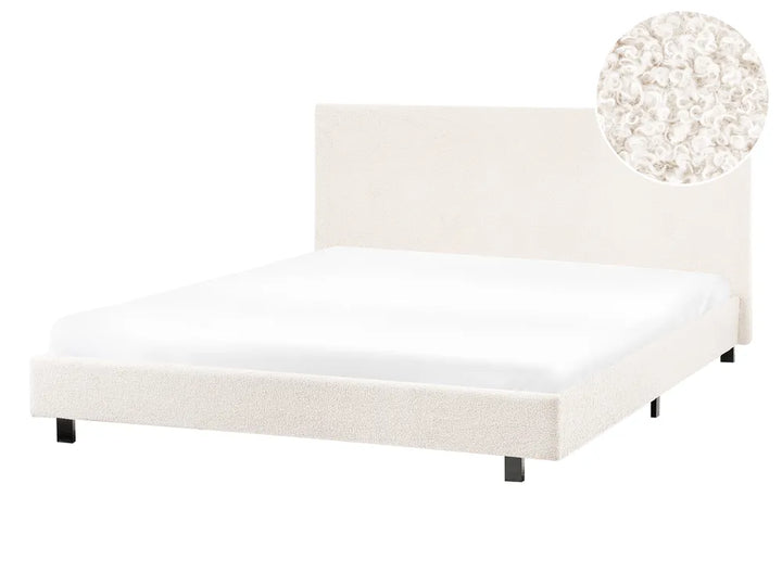 Bed Boucle 140 x 200 cm (EU Double) Off-White Belo