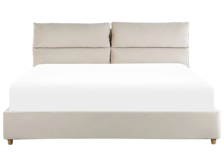 Ottoman Bed Velvet 180 x 200 cm (EU Super King) Light Beige Juanetta