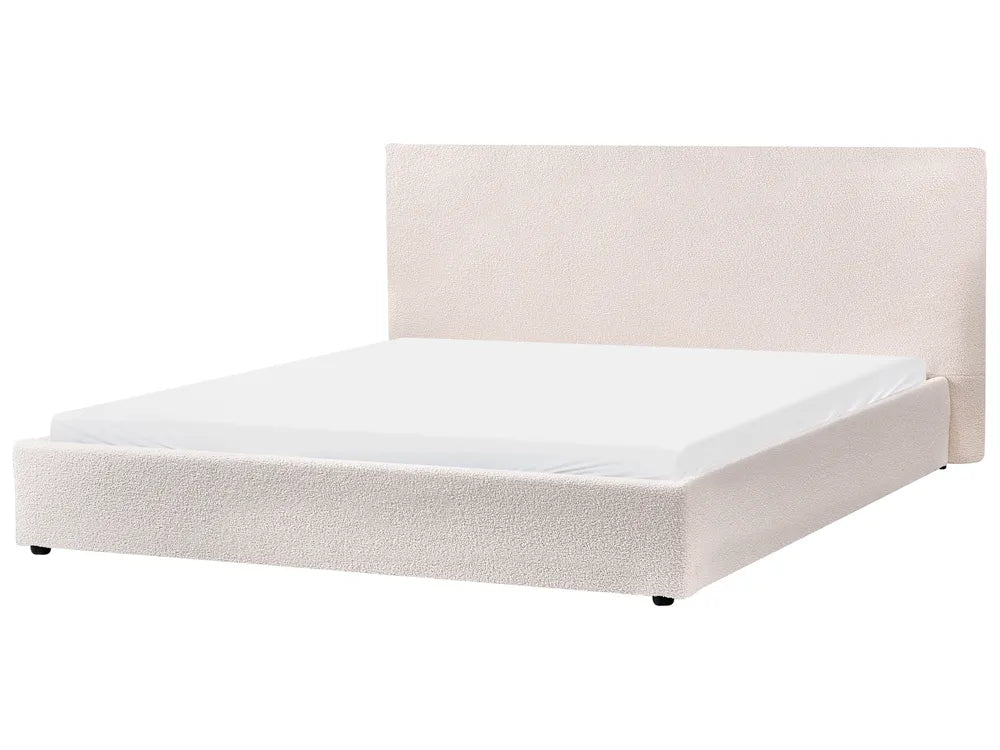 Off-white bouclé super king waterbed