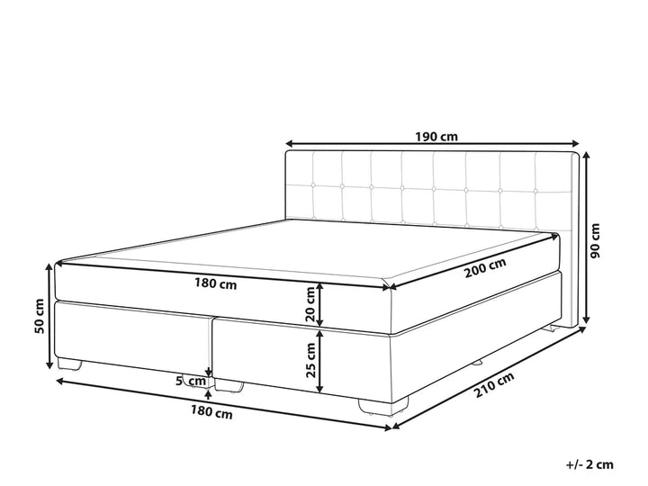 Divan Bed Fabric 180 x 200 cm (EU Super King) Light Grey Mozter