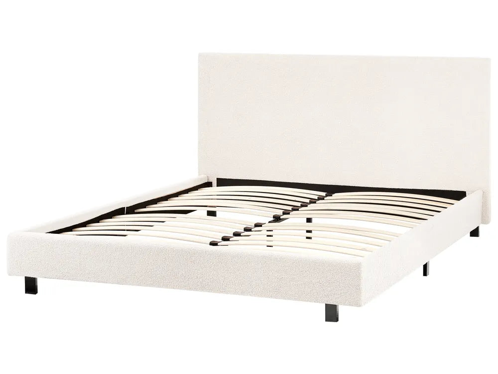 Bed Boucle 140 x 200 cm (EU Double) Off-White Belo