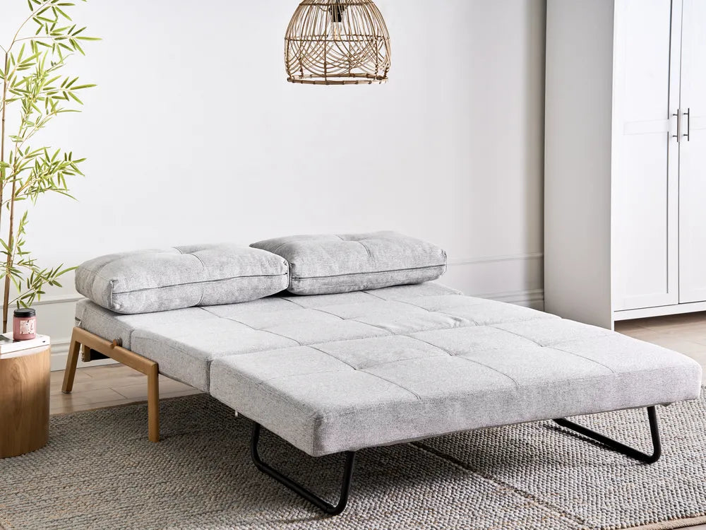 Sofa Bed 2 Seater Fabric Light Grey Blancha