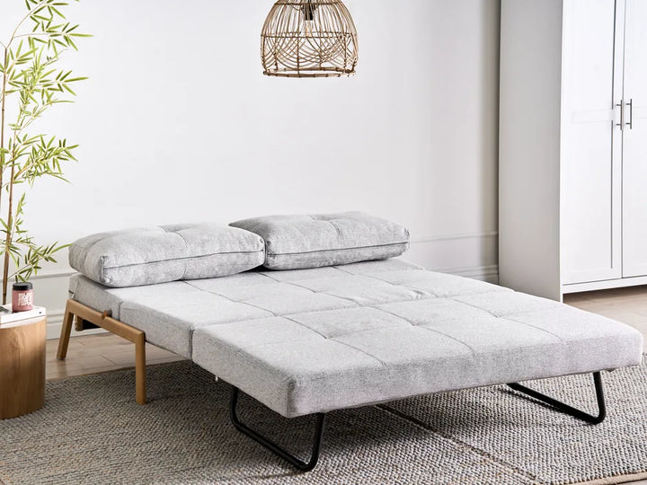 Sofa Bed 2 Seater Fabric Light Grey Blancha