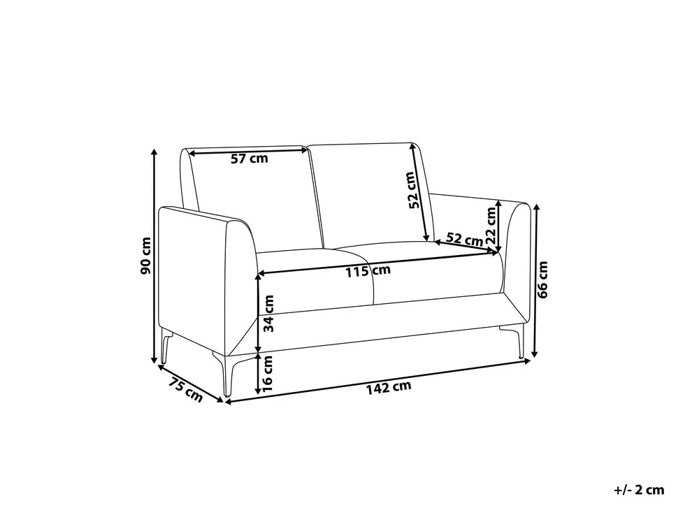 Sofa 2 Seater Fabric Grey Ellersick