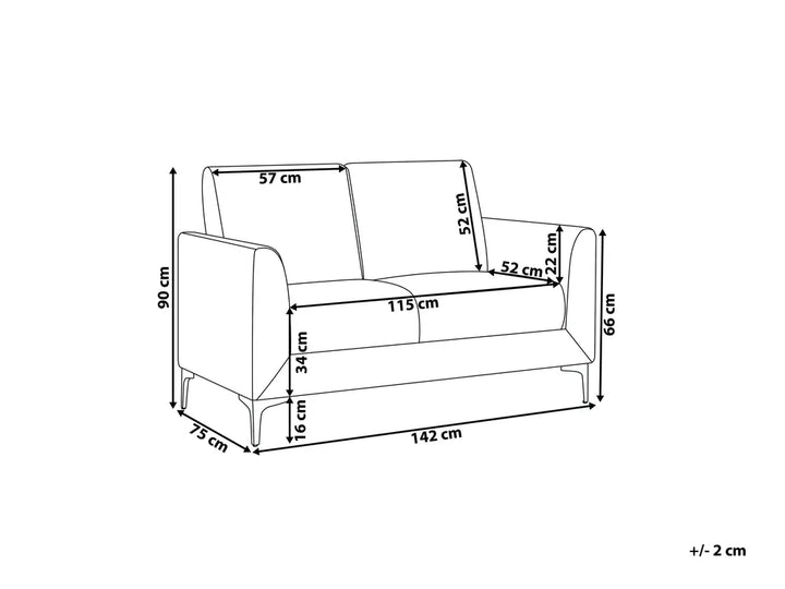 Sofa 2 Seater Fabric Grey Ellersick