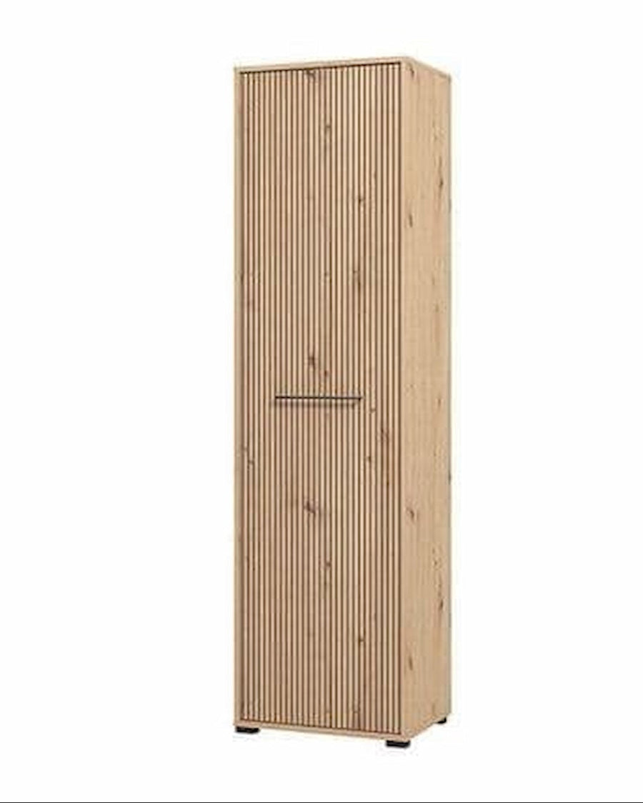 Brown nail polish bottle with a white label featuring 'sk' logo on a white background