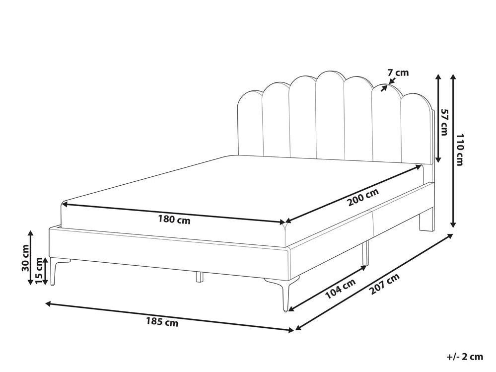 Bed Velvet 180 x 200 cm (EU Super King) Taupe Emanuell