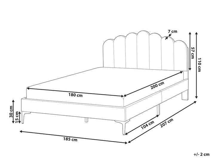 Bed Velvet 180 x 200 cm (EU Super King) Taupe Emanuell