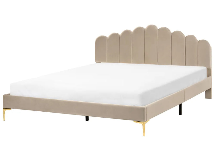 Taupe velvet super king bed 180x200 cm