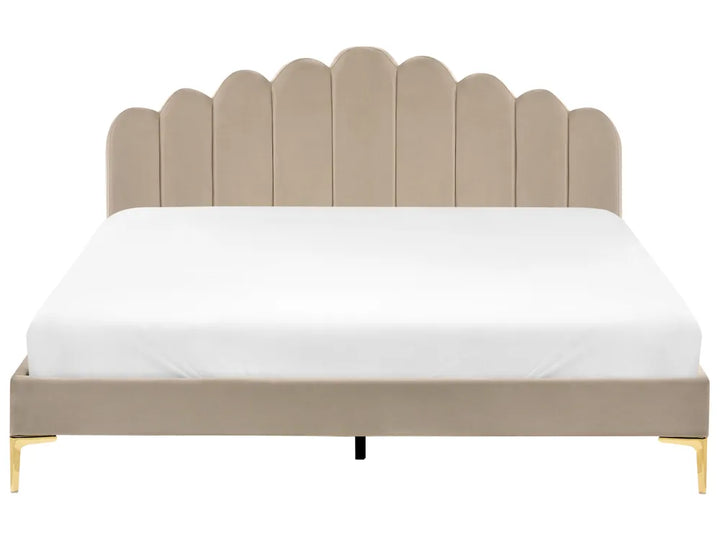 Super king taupe velvet bed frame modern design