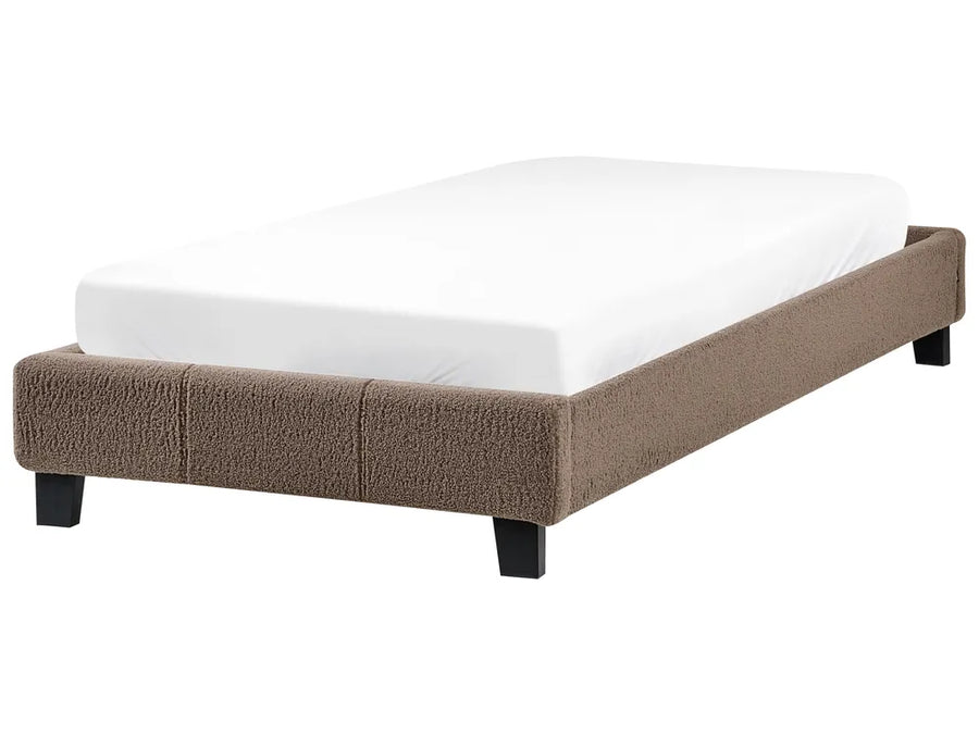 Taupe boucle single bed without headboard