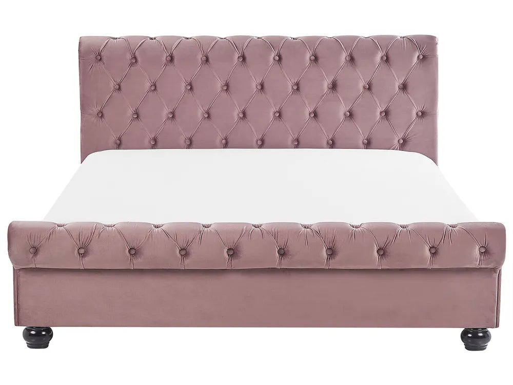 Bed Velvet 180 x 200 cm (EU Super King) Pink Duluth