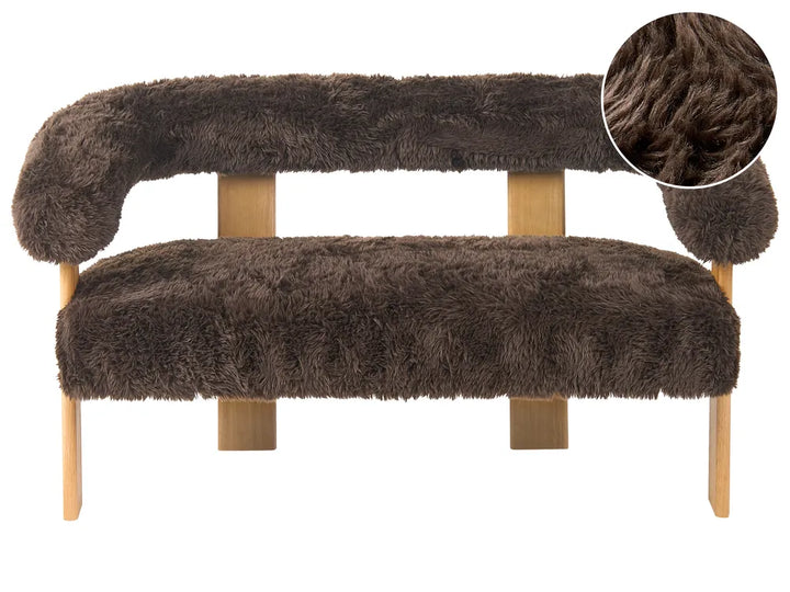 Sofa 2 Seater Faux Fur Dark Brown/ Light Brown Askolds