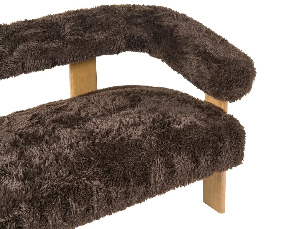 Sofa 2 Seater Faux Fur Dark Brown/ Light Brown Askolds