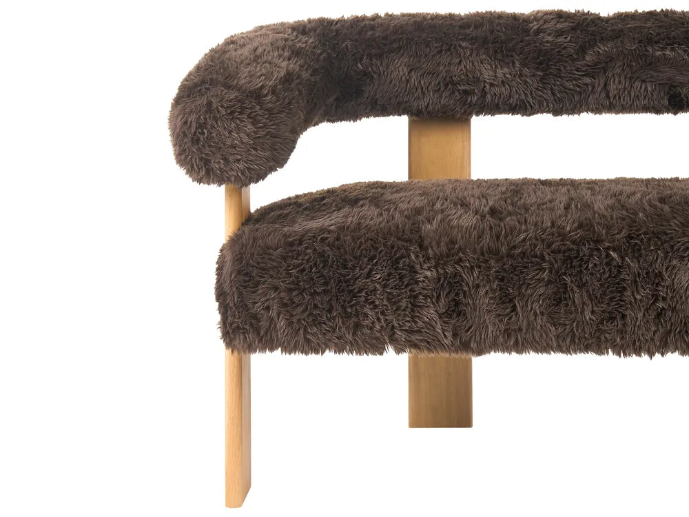 Sofa 2 Seater Faux Fur Dark Brown/ Light Brown Askolds