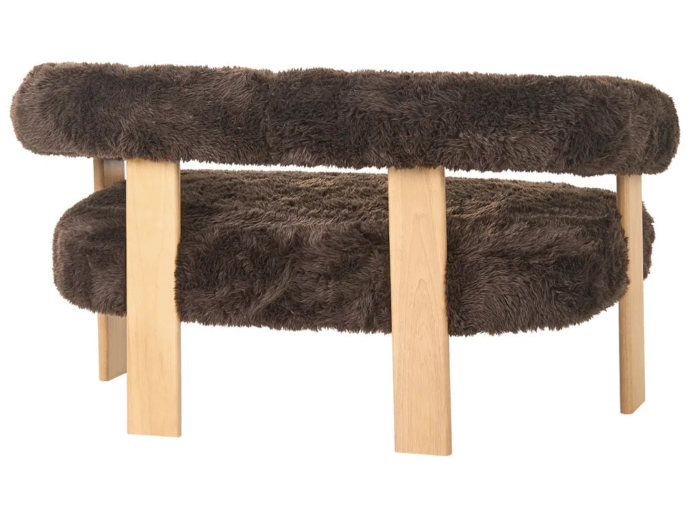 Sofa 2 Seater Faux Fur Dark Brown/ Light Brown Askolds