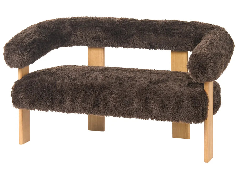 Sofa 2 Seater Faux Fur Dark Brown/ Light Brown Askolds