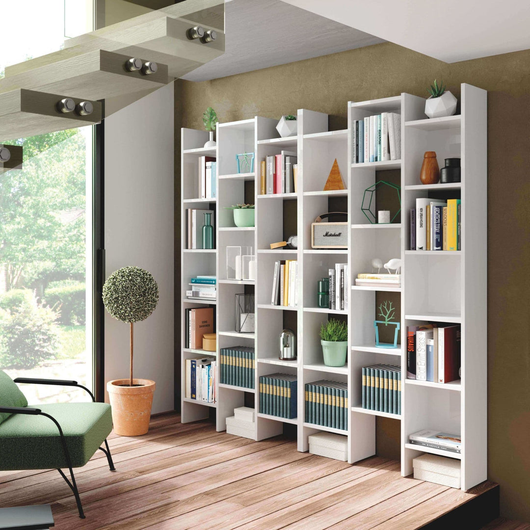 Arhab White Gloss Triple Bookcase