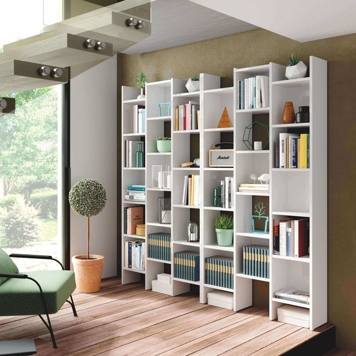 Arhab White Gloss Triple Bookcase