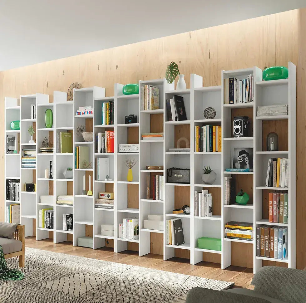Arhab White Gloss Triple Bookcase