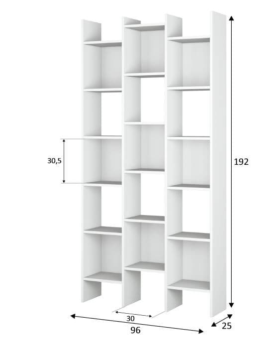 Arhab White Gloss Triple Bookcase
