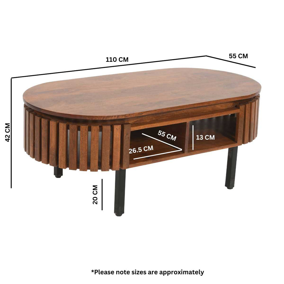 Slatted Mango Wood Coffee Table Rectangular