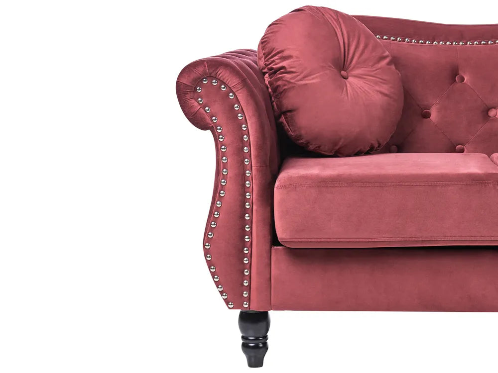 Sofa 2 Seater Velvet Dark Red Drinel