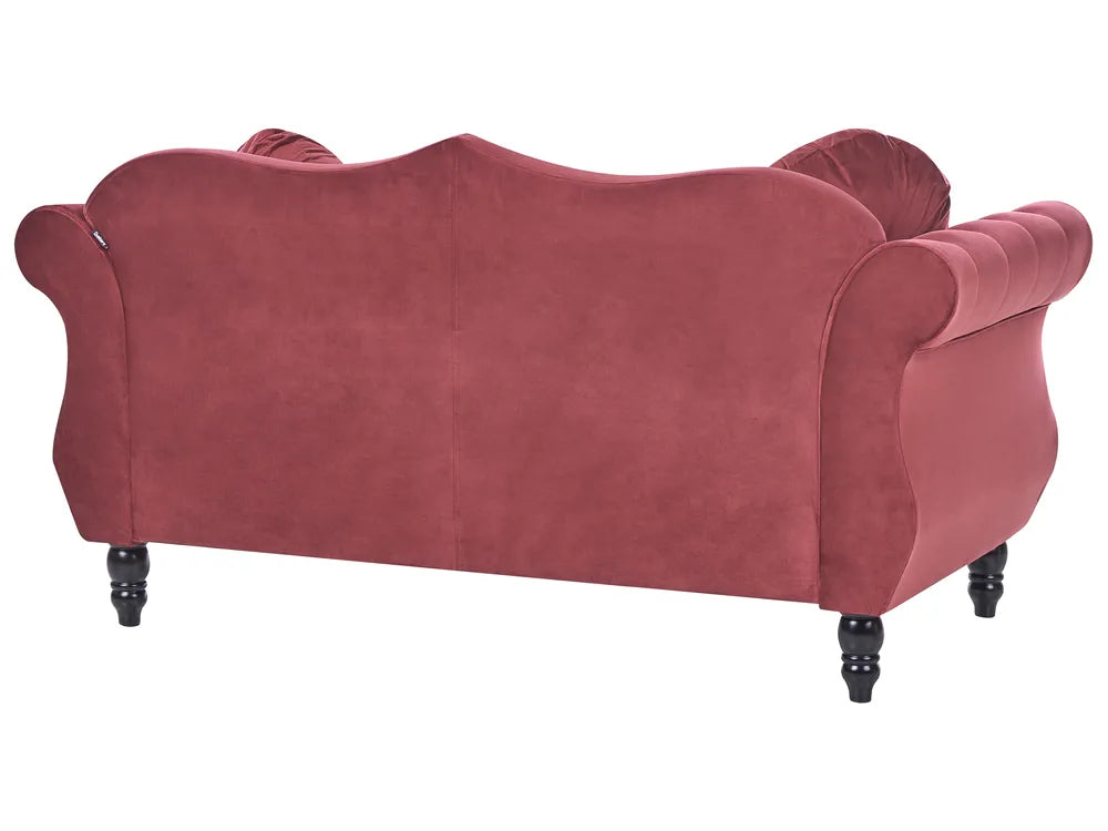 Sofa 2 Seater Velvet Dark Red Drinel