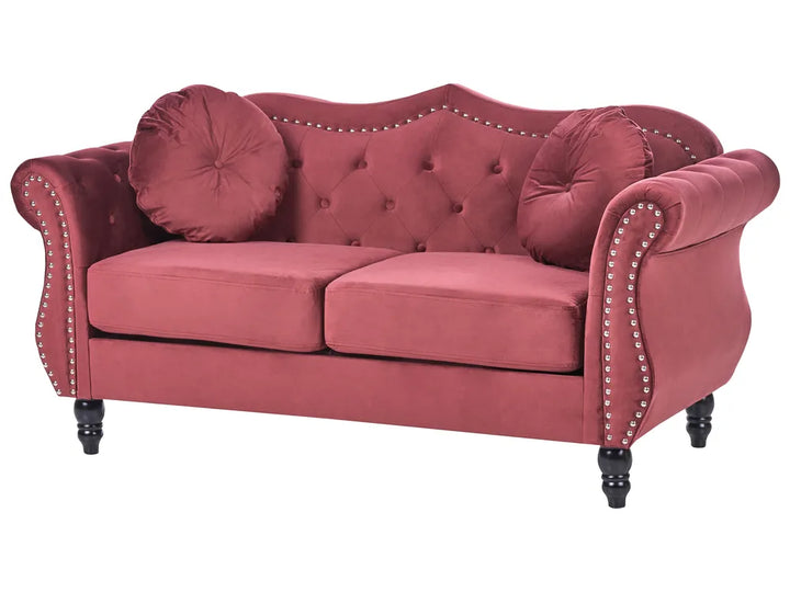 Sofa 2 Seater Velvet Dark Red Drinel