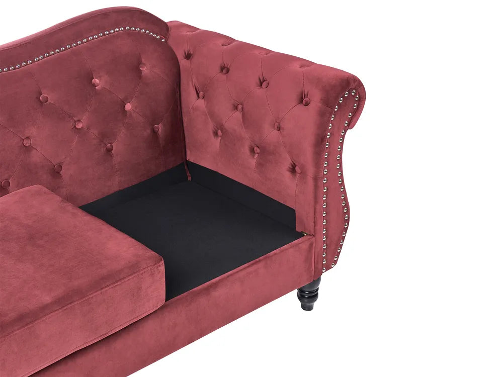 Sofa 2 Seater Velvet Dark Red Drinel