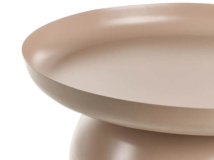 Close-up of a beige round stool on a white background